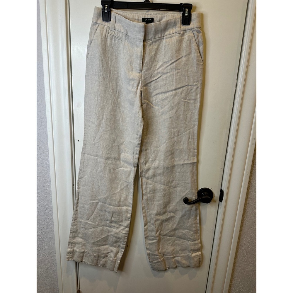 J.Crew Favorite Fit Herringbone Wide Leg Trousers Beige Size 2 36280